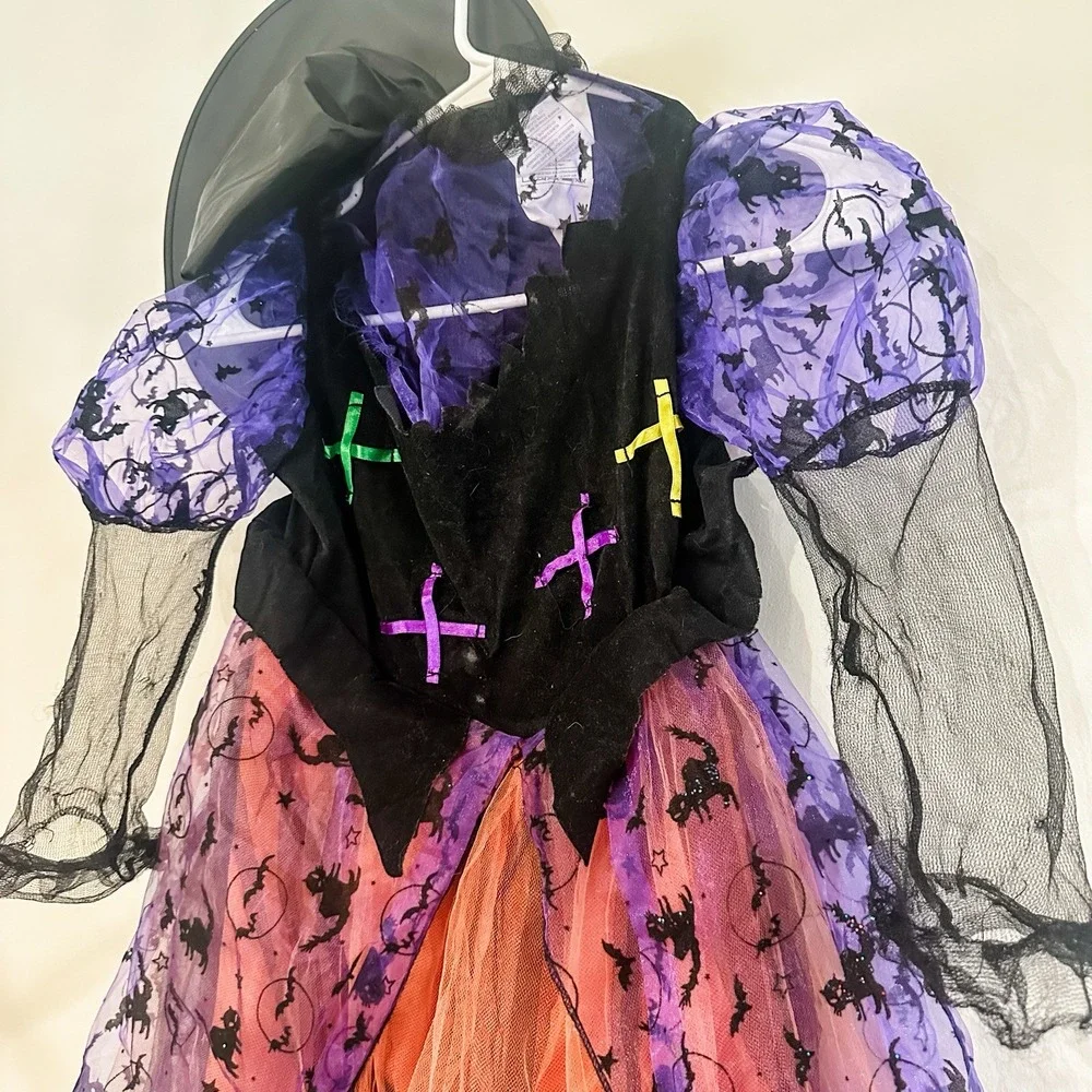 Rubie's‎ Purple & Orange Witch Halloween Costume Dress girls Small 4-6 Light Up